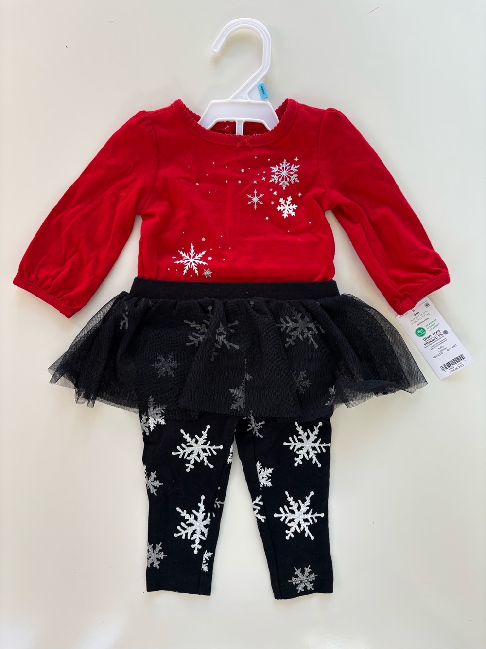 Carter's Baby Girl Red Black Holiday Winter Snowflake Tutu Set Size 6M NWT